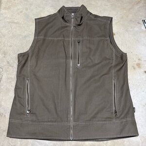 Kuhl Burr Canvas Vest Khaki Vintage Patina Dye Men’s Size XL Outdoors Workwear